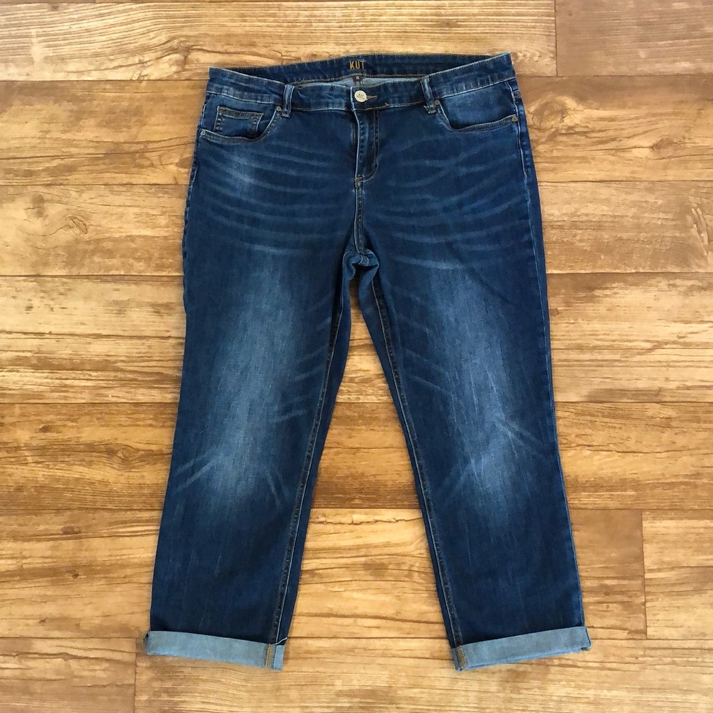 Kut From the Kloth Slouchy Boyfriend Cropped Jeans Sz 16